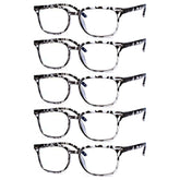 KERECSEN 5 Pack Rectangle Blue Light Blocking Computer Glasses Unisex FLG025